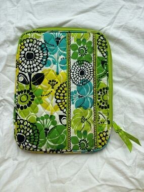 Vera Bradley Lime Green Turquoise Floral Quilted Pouch